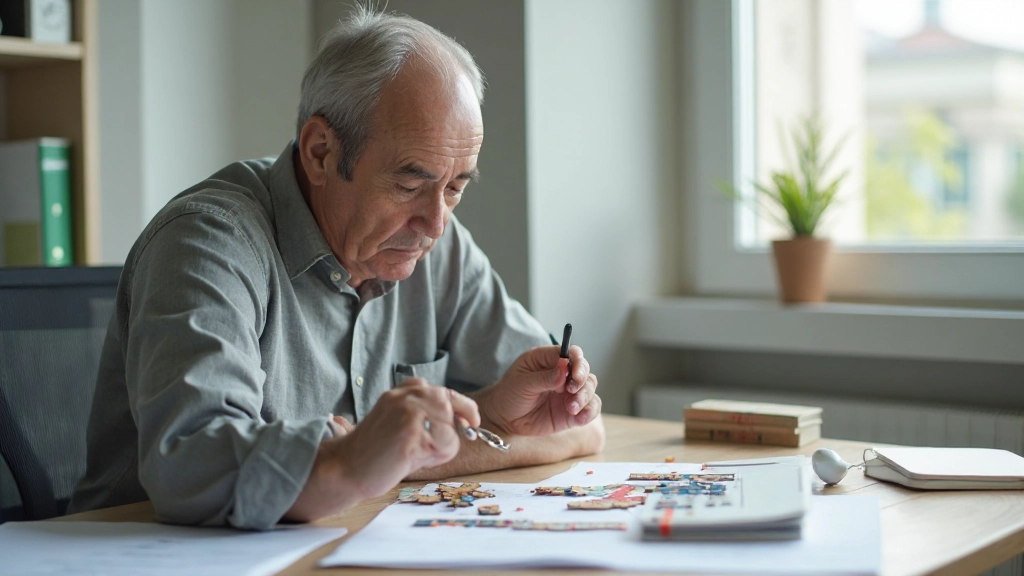 Профессиональное фото человека, выполняющего когнитивные упражнения и головоломки