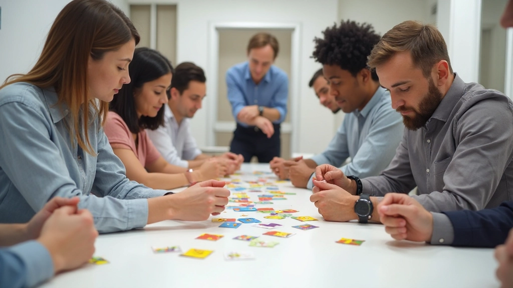 Профессиональное фото людей, занимающихся групповым тренингом по развитию памяти и внимания в офисе